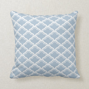 French Scallop Pattern in Light Blue Throw Pillow
