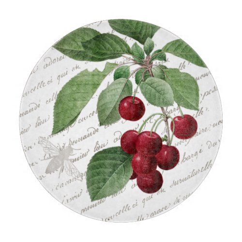 French script 1800s Royal Cherries and Italian bee Cutting Board
