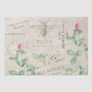 French Script Bee Pink Clover Flower Honey Music Tissue Paper
