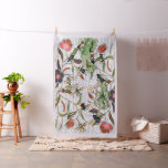 French Script Botanical Bee Pattern Fabric