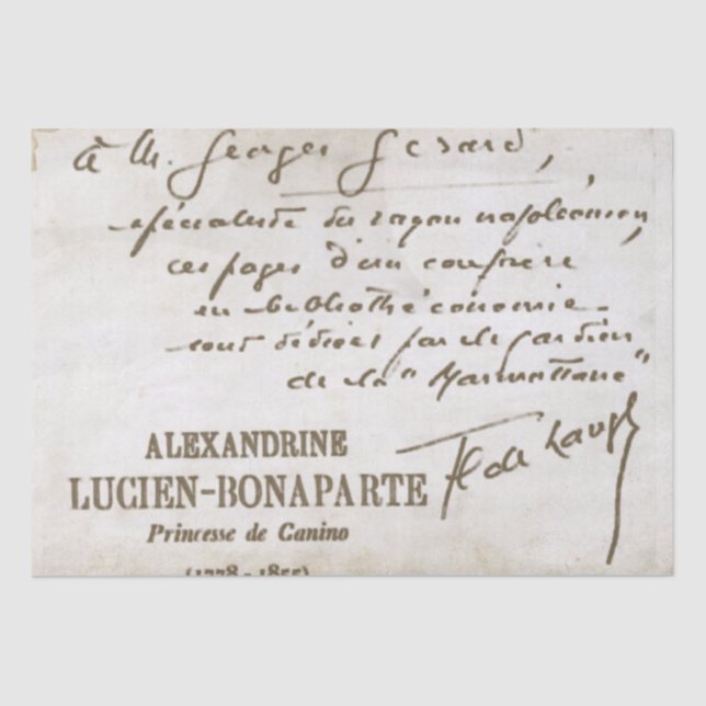 French Script Decoupage Handwritten Note Bonaparte Tissue Paper (Front)