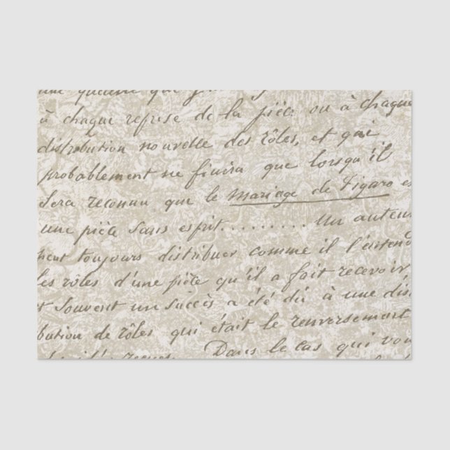 French Script Gold Floral Vintage Tissue Paper (Front)