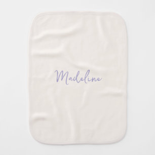 French Script Lavender Baby Burp Cloth
