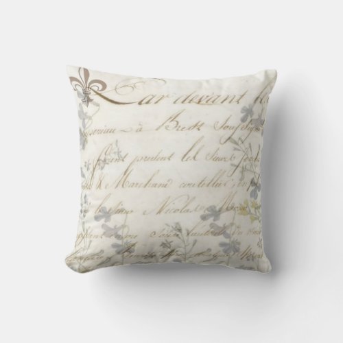 French Script Le Fleur Bluebells Pillow