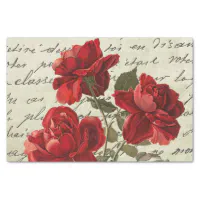 Elegant Vintage Floral Rose Tissue Paper, Zazzle