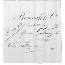 French Script Shower Curtain in Dark Brown