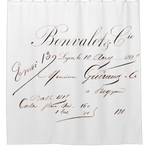 French Script Shower Curtain in Dark Brown