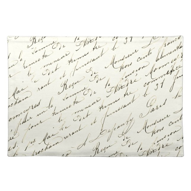 French Script Vintage Cloth Placemat (Front)