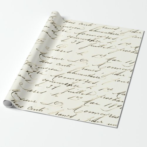 French Script Vintage Decoupage Wrapping Paper