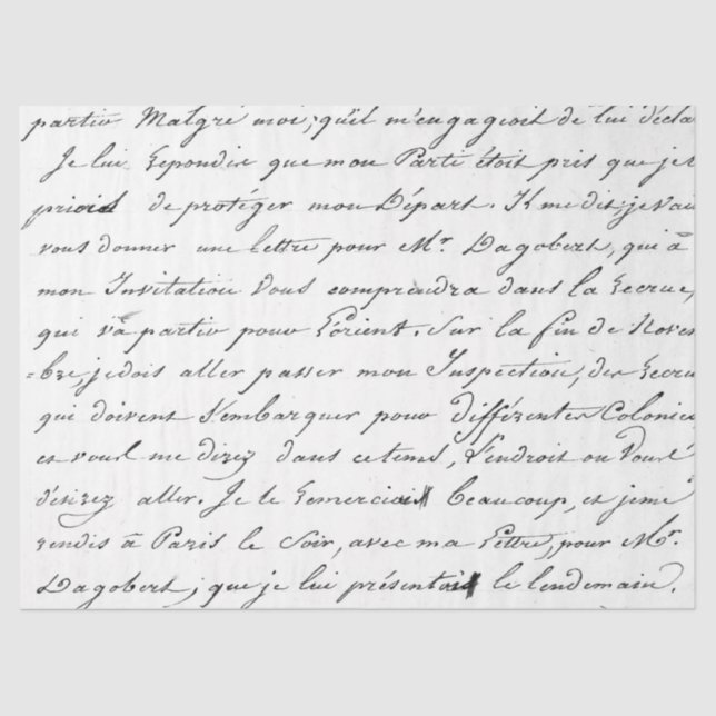 French Script Vintage Letter Cursive Handwriting   Tissue Paper (Front)