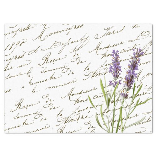 French Script Vintage Purple Lavender Flower Tissue Paper