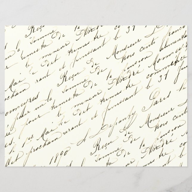 French Script Vintage Scrapbook Paper (Front)