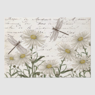 French Script Wildflower Dragonfly Decoupage Tissue Paper