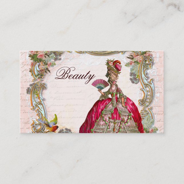 French Script Writing & Marie Antoinette Business Card (Front)