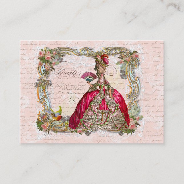 French Script Writing & Marie Antoinette Business Card (Front)