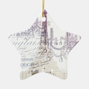 french scripts chandelier paris eiffel tower ceramic ornament