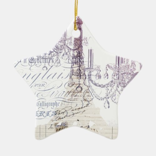 french scripts chandelier paris eiffel tower ceramic ornament