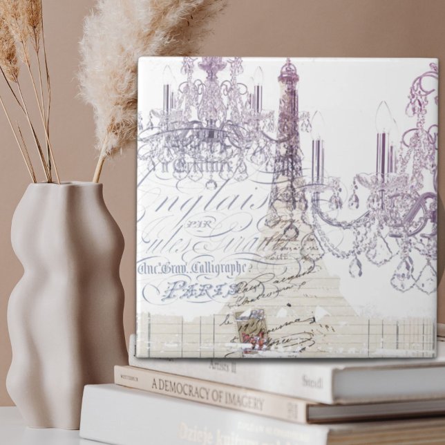 french scripts chandelier paris eiffel tower ceramic tile (french scripts chandelier paris eiffel tower ceramic tile)