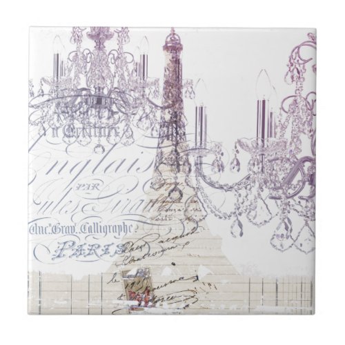 french scripts chandelier paris eiffel tower ceramic tile