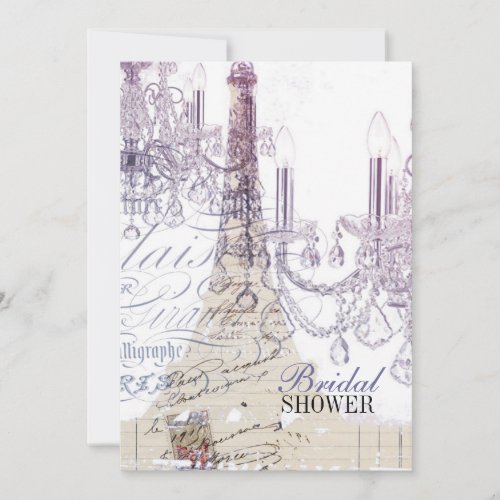 french scripts chandelier paris eiffel tower invitation