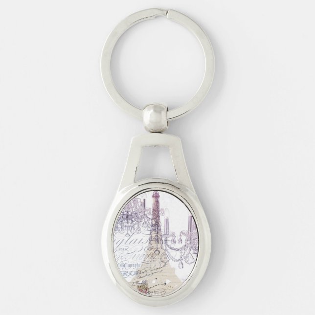 french scripts chandelier paris eiffel tower keychain (Front)