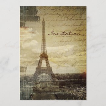 French Scripts Modern Vintage Paris Eiffel Tower Invitation by IAmTrending at Zazzle