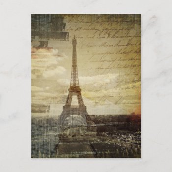 French Scripts Modern Vintage Paris Eiffel Tower Postcard by IAmTrending at Zazzle