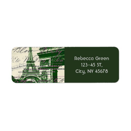 french scripts Paris eiffel tower arch of triumph Label