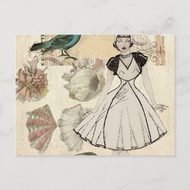 french seashells trendy paris fashionista postcard (Front)