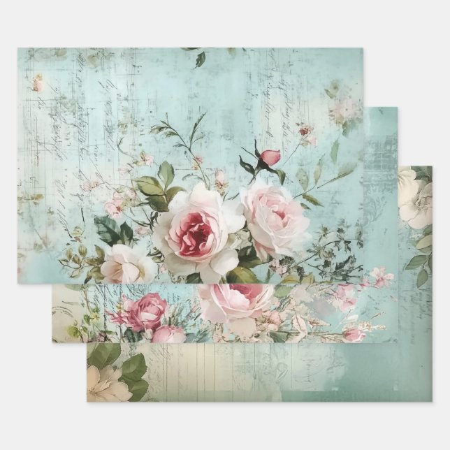 French Shabby Chic Pattern Wrapping Paper Sheets (Set)
