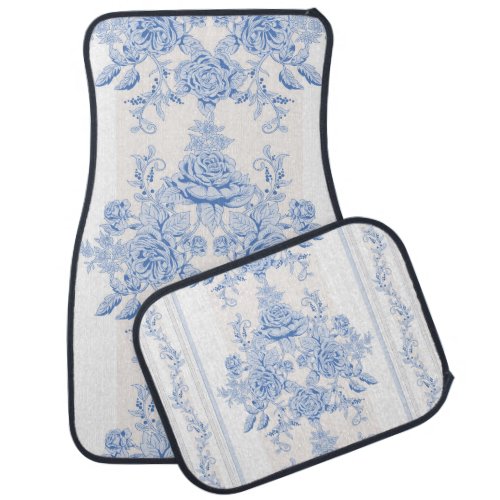 Frenchshabby chic vintagepale bluewhitecountr car mat