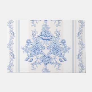 French,shabby chic, vintage,pale blue,white,countr doormat