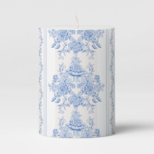 French,shabby chic, vintage,pale blue,white,countr pillar candle