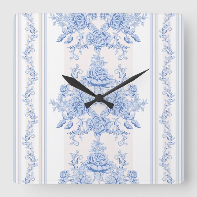 French,shabby chic, vintage,pale blue,white,countr square wall clock (Front)