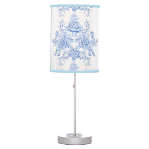 French,shabby chic, vintage,pale blue,white,countr table lamp
