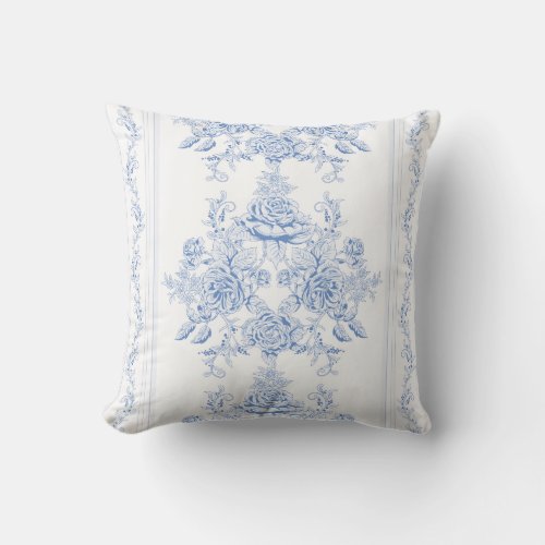 Frenchshabby chic vintagepale bluewhitecountr throw pillow