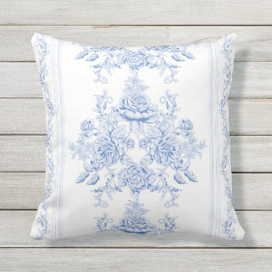 French,shabby chic, vintage,pale blue,white,countr throw pillow