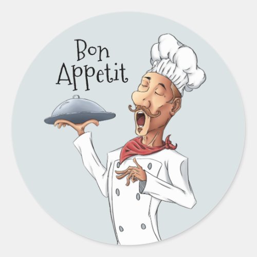 French Singing Chef Classic Round Sticker