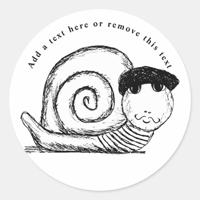 French Snail Escargot Sketch Classic Round Sticker (Front)