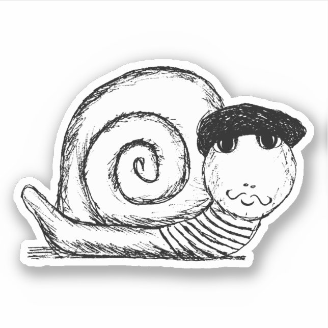 French Snail Escargot Sketch Sticker (Front)
