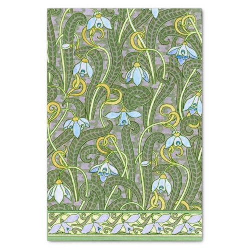 French Snowdrops Art Nouveau Stylized Pattern 1800 Tissue Paper
