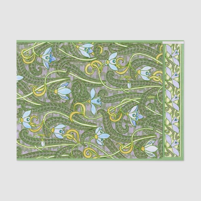 French Snowdrops Art Nouveau Stylized Pattern 1800 Tissue Paper (Front)