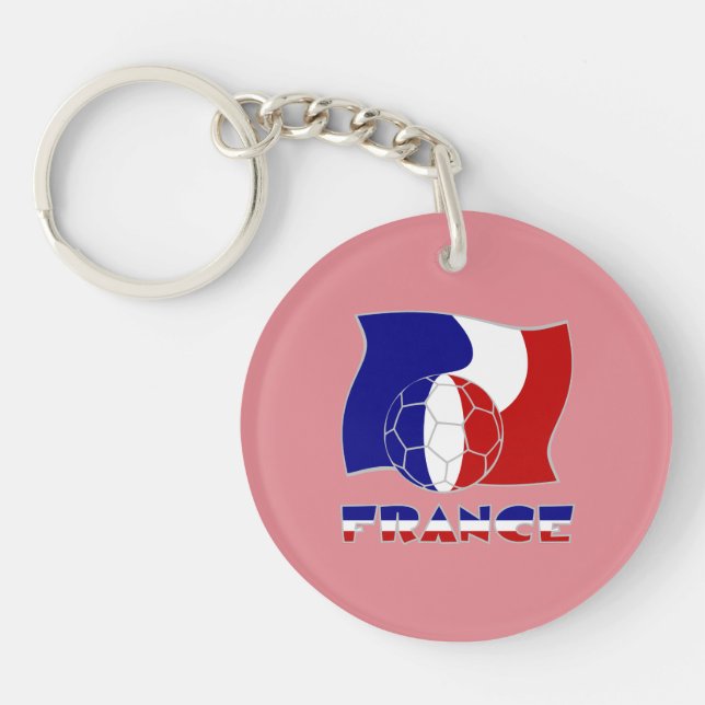 French Soccer Ball Flag  Keychain (Front)