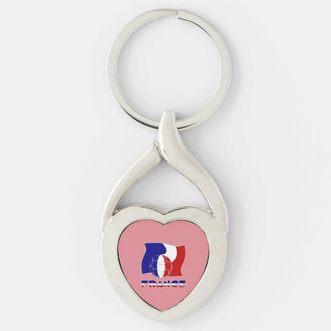 French Soccer Ball Flag  Keychain (Front)