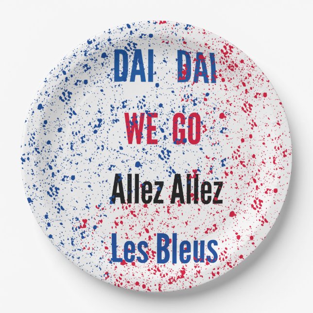 French  Soccer Fan Match Party Plate (Front)
