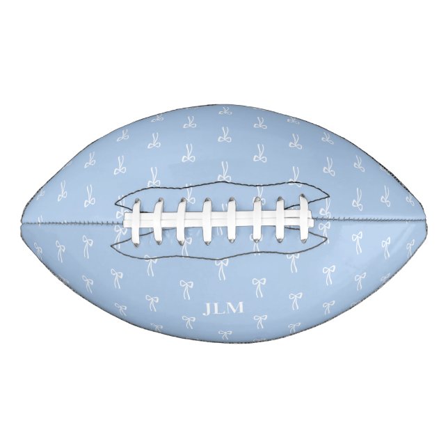 French Something Blue Classic Coquette Bow Football (Front)