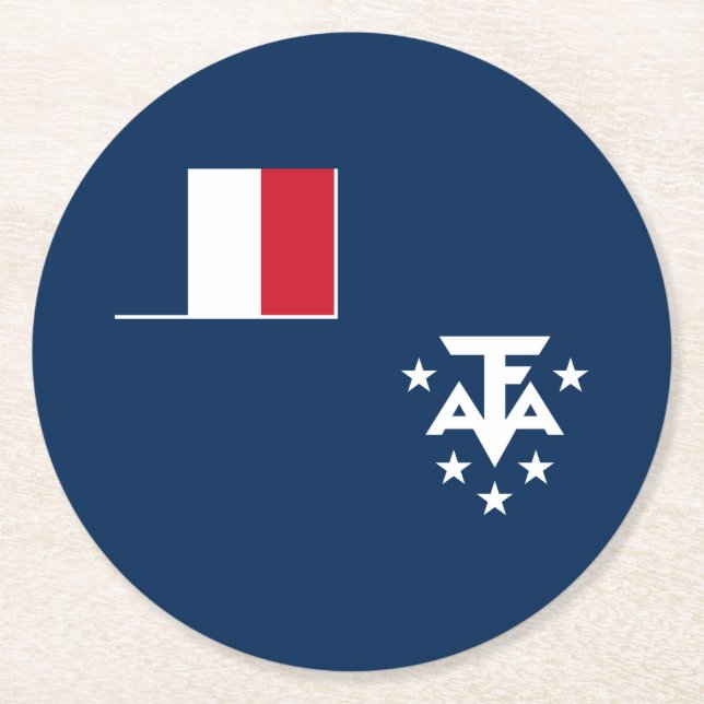 French Southern Antarctic Lands Round Paper Coaster (Front)