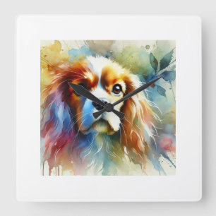 French Spaniel 200824AREF142 - Watercolor Square Wall Clock