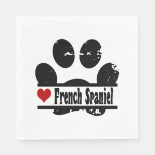 French Spaniel Dog Paw Print Napkins