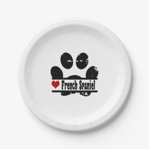 French Spaniel Dog Paw Print Paper Plates